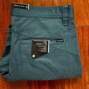 Men’s Volcom brand chinos, slim straight, size 32. Blue (kind of teal)
